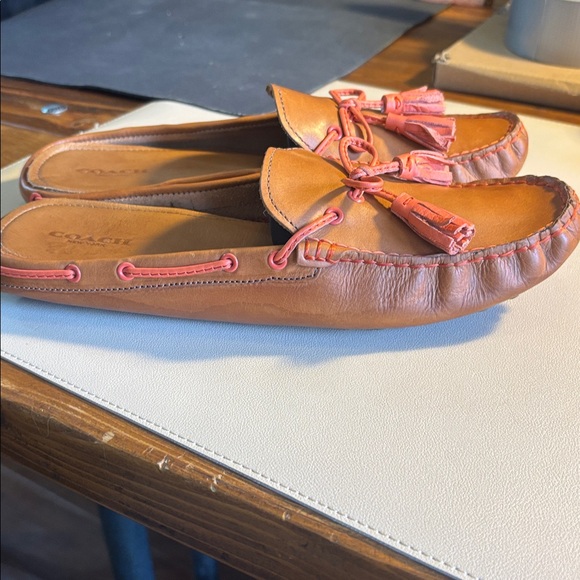 Coach Women's Brown Leather Moccasins with Tassels - Picture 6 of 14